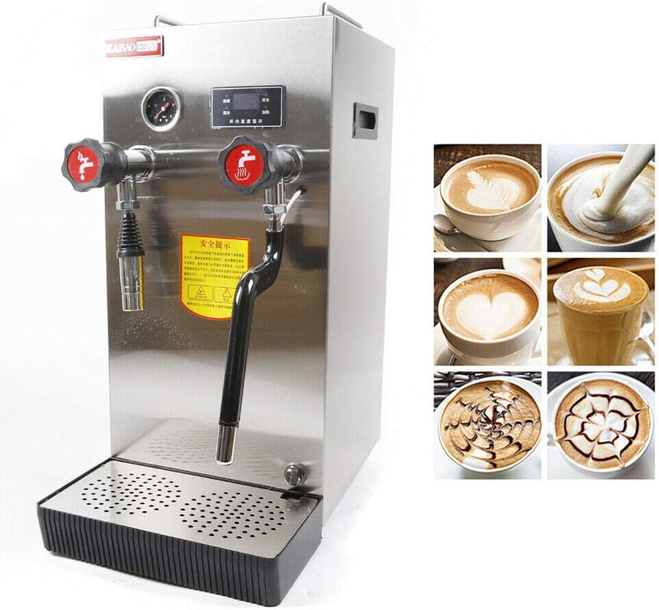 Commercial Milk Frother, 8L Full-Automatic Steam Boiling Water Frothing Machine, Multi-Purpose Electric Milk Foam Maker with LCD Display or Espresso Coffee Tea Coffee Shop Dessert Shop Hotel