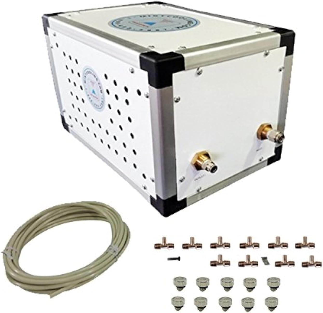 Patio Misting Kit - 250 PSI Patio misting System - Made in USA Pump - Up to 40 Nozzles Misting System - For Residential Misting System - Stainless Steel Misting Nozzles (10 Nozzle System)