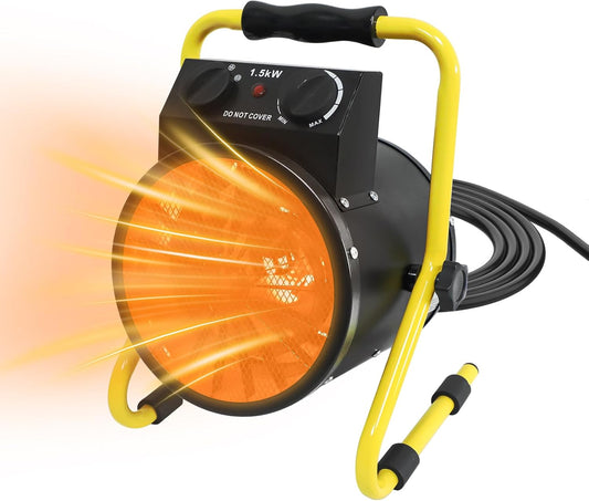 COOS BAY 1500W Portable Electric Space Heater, Outdoor Greenhouse Heater for Grow Tent, Garage, Workshop, Patio, RV \u2013 Radiant Heat, Overheat Protection, IPX4 Water Resistant, 1 Pack, Black