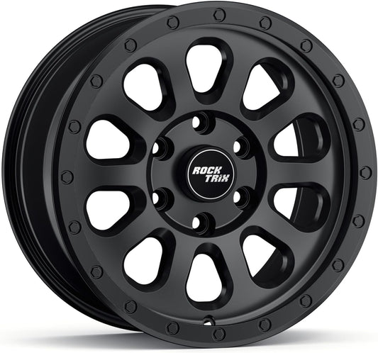 RockTrix RT111 17 Inch Rim Automotive Wheel Compatible with 2001-2026 Toyota Tacoma, 2002-2026 4Runner, FJ Cruiser, 17x8.5 6x5.5 Wheel, +25mm offset, 5.73 Inch Backspacing, 6x139.7 6Lug Rim, Black