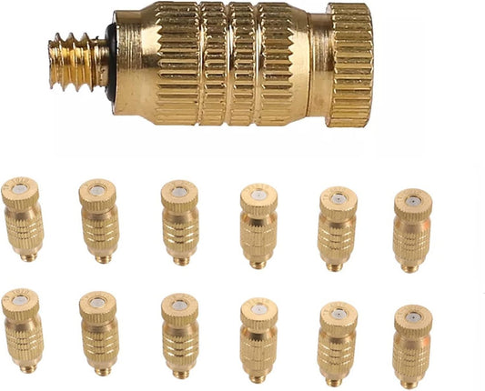 30pcs high pressure mister nozzles brass misting nozzles for cooling system fog nozzle atomizing mister sprinkle for patio garden sprayer irrigation tool kit 0 004 0 035 orifice size 0 15mm