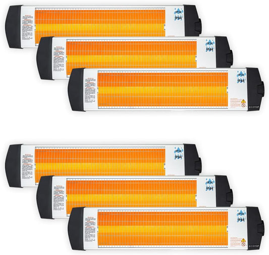 Econat C-15 1500W Electric Patio Heater with Thermostat, Indoor & Outdoor Use – Case of 6 Units (Bulk Pack)