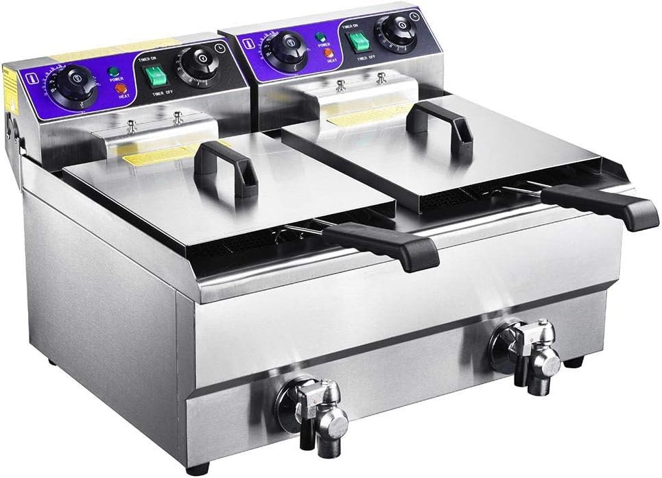 Commercial Electric 20L Deep Fryer w/ Timer and Drain Stainless Steel French Fry by Generic