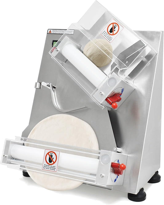 Commercial Dough Sheeter, 16" Electric Pizza Dough Roller, Stainless Steel, Suitable for Noodle Pizza Bread and Pasta Maker Equipment
