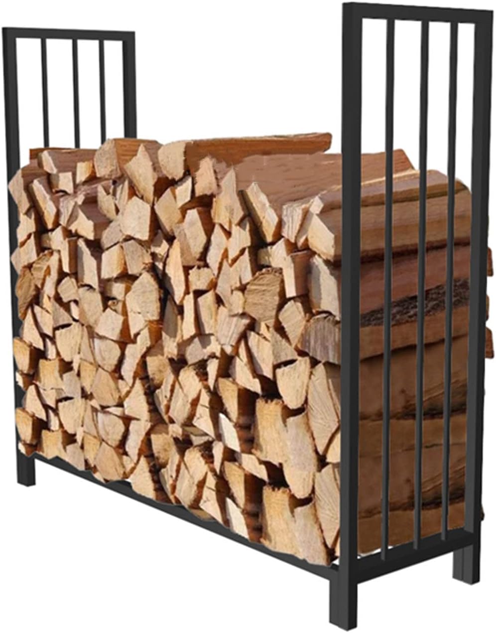 Firewood Rack 8Ft Firewood Rack Outdoor Heavy Duty Log Rack,Home Fireplace Steel Wood Pile Rack Metal Firewood Storage Rack Holder,for Patio Fire Log Stacker Stand Lumber Storage,B,L126*W35*H116CM