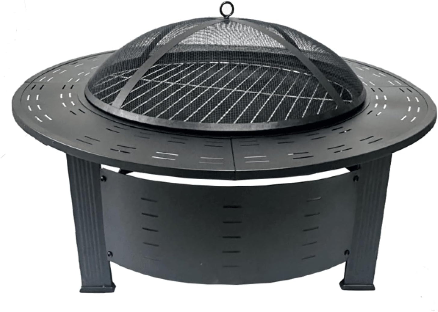 Round Charcoal Stove - Outdoor Heating Brazier for Patio, Yard & Camping - Smokeless Wood Burning with Star & Moon Design - Portable BBQ Grill