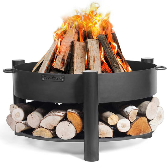 Hearth 24" Cooking Fire Pit, Wood Burning Fireplace for Backyard Entertaining Grilling Campfire for Portable Camping, Large Outdoor Handcrafted Steel Firepit by Good Directions