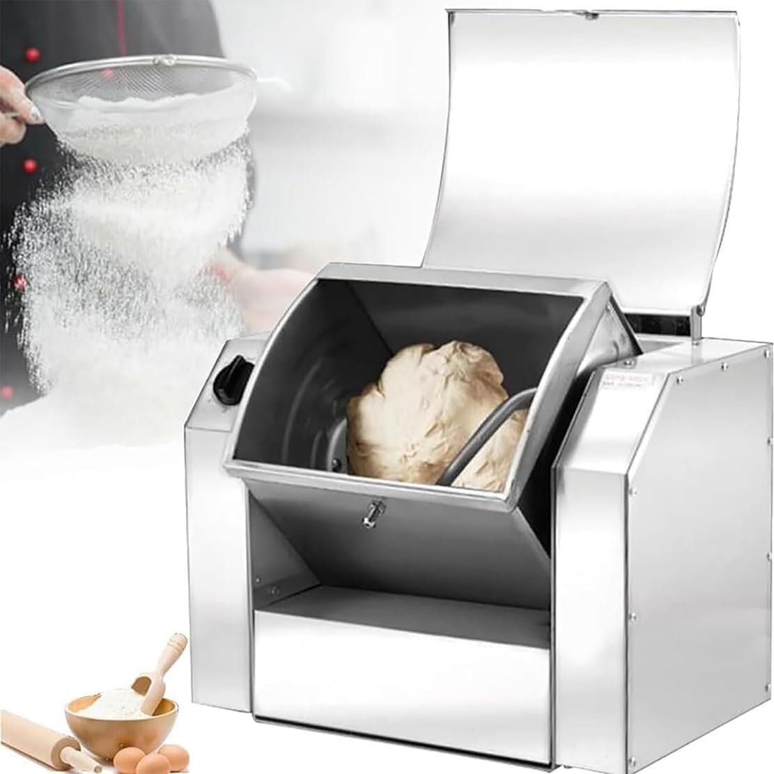 CHIPEL Electric Kitchen Dough Kneading Mixer Machine，1100W\/1500W Commercial Dough Mixer, with Timing Function, for Pasta Noodle Pizza Making (Size : 5KG)