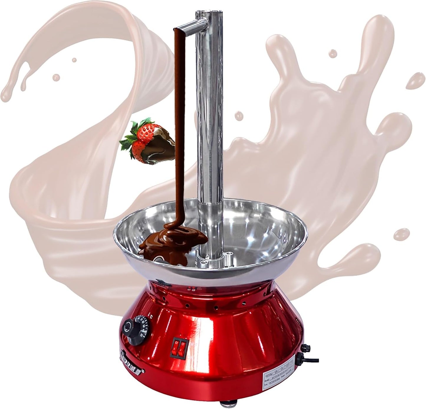 Chocolate Fountain Machine Faucet Model, 306 Stainless Steel Chocolate Waterfall Machine, Electric Chocolate Melting Machine for Nacho Cheese, BBQ Sauce, Ranch(Red)