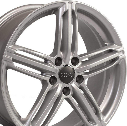 OE Wheels AU12 18 Inch Rim Fits RS6 Style 5x112 18x8 Gloss Silver - Hollander 58840 (1)