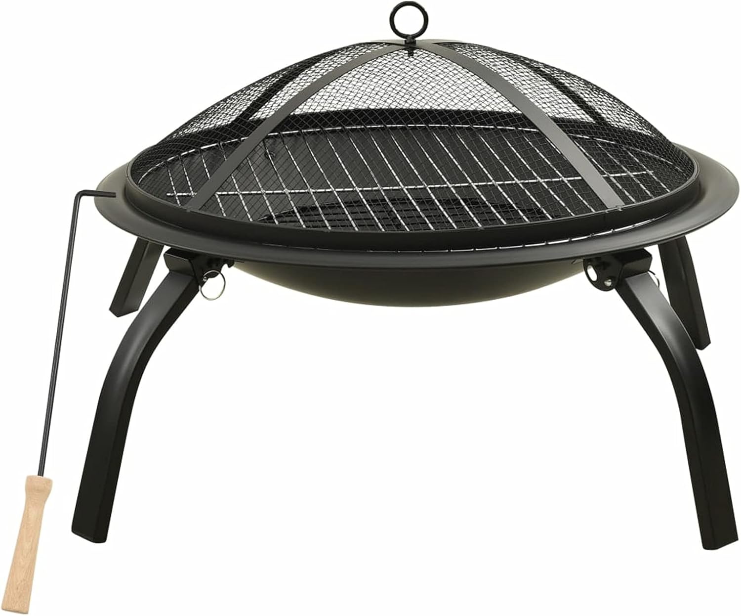 Tidyard 2-in-1 Fire Pit and BBQ, Steel Fire Pit with Poker, Cooking Grid, Mesh Cover, 22inx22inx19.3in, for Outdoor Camping, Patio, and Backyard Use