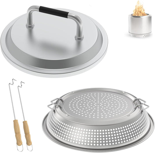 Fire Pit Lid & Spark Protector Screen for Solo Stove Ranger Accessories,Stainelss Steel Parts for Solo Ranger 15 inch Lid and Other 15 inch Outdoor Firepit Accessories