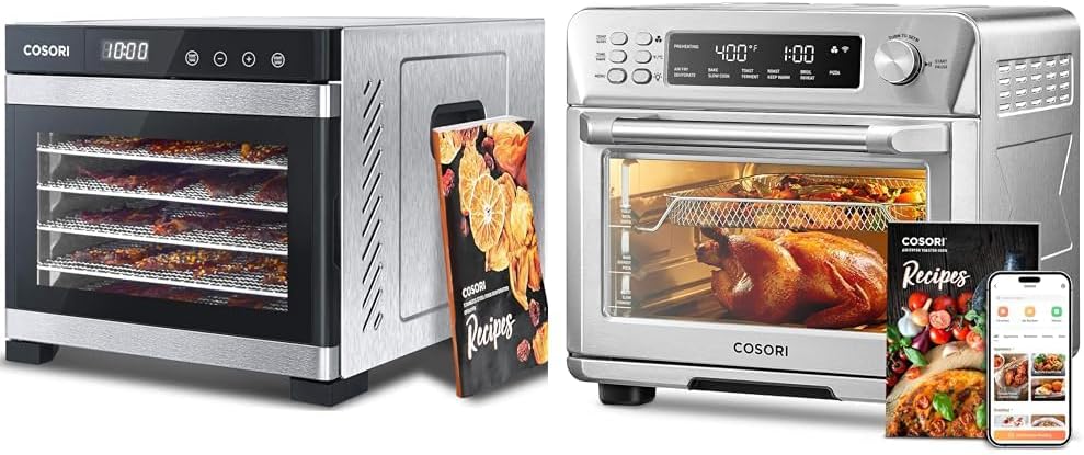 COSORI Food Dehydrator for Jerky, Large Drying Space with 6.48ft², 600W Dehydrated Dryer & Air Fryer Toaster Oven, 12-in-1, 26QT Convection Oven Countertop