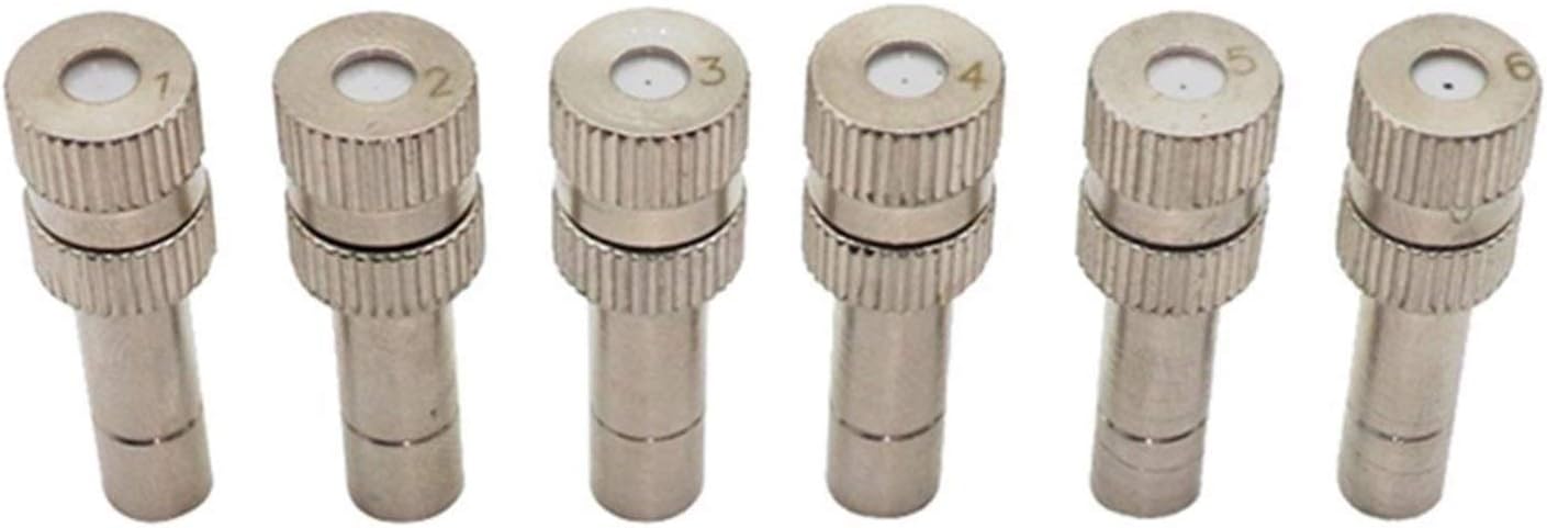 Pfeilzieher 50pcs Brass misting nozzles for Outdoor Cooling System dust Control Mister Nozzle atomizing misting Sprayer Fog nozzles for Garden humidification Landscaping 6mm Size 0 5mm