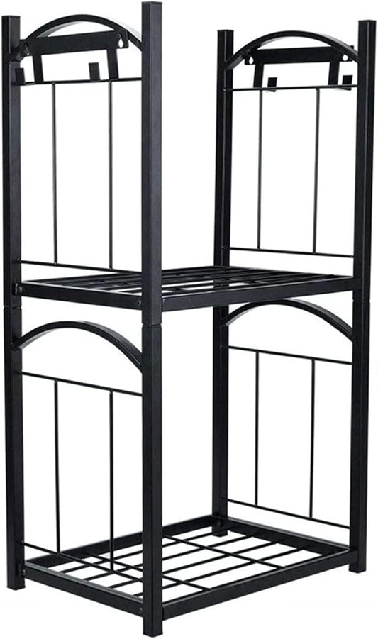 Firewood Holder 2 Layers Iron Firewood Rack Detachable Fireplace Tool Rack Indoor Outdoor Kindling Holder Indoor/Outdoor Firewood Rack