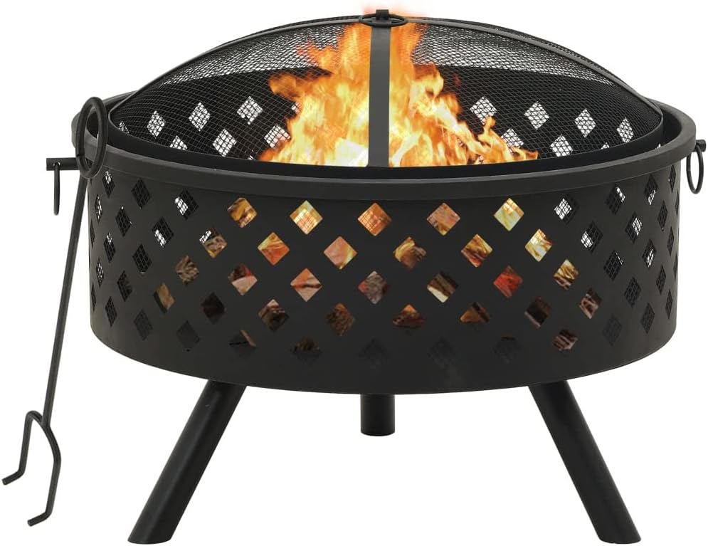 Fire Pit with Poker 26.8" XXL Steel 311890