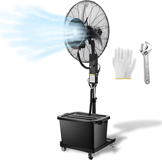 Misting Fan,Industrial misting fans for outside,26" 30" Commercial Standing Fan Oscillating Pedestal Fan with Mist,3 Speed Settings & Ajustable Mist Value(380W\/30in)