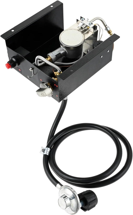 4 Bolts Propane Patio Heaters Glass Tube Burner with 5FT Regulator Valve Assembly QCC Female Connector,3/8" Swivel Female Exit