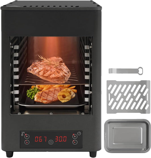110V Electric Infrared Steak Broiler 1700W Indoor Smokeless Steak Oven Stainless Steel Steak Grill with 10-Tier Adjustable Rack Kitchen Counter Steak Cooker for BBQ, Toast, Pizza, Time&Temp Adjustable