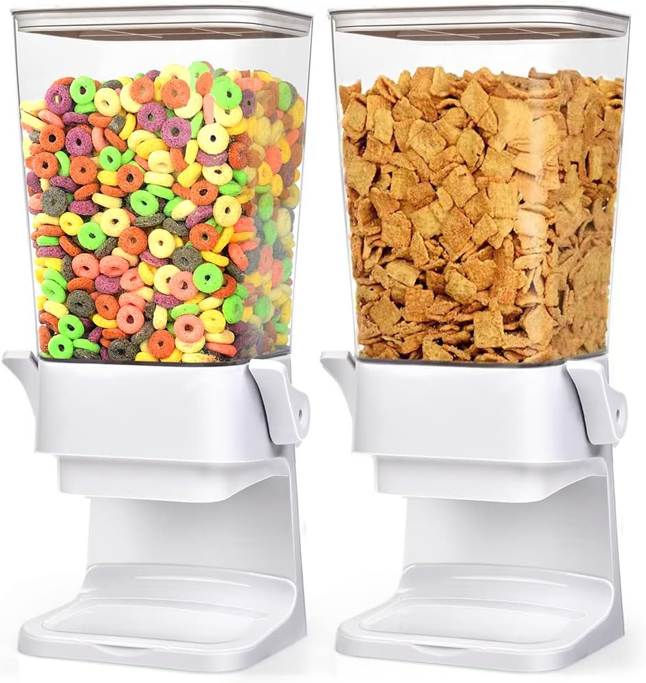 Cereal Dispenser Countertop 2 Pack 5.5 Qt Large Cereal Storage Container Holder Dispenser for Pantry Dry Food Snack Nut Candy Dispenser Countertop Kitchen Organization Storage for Oatmeal Granola