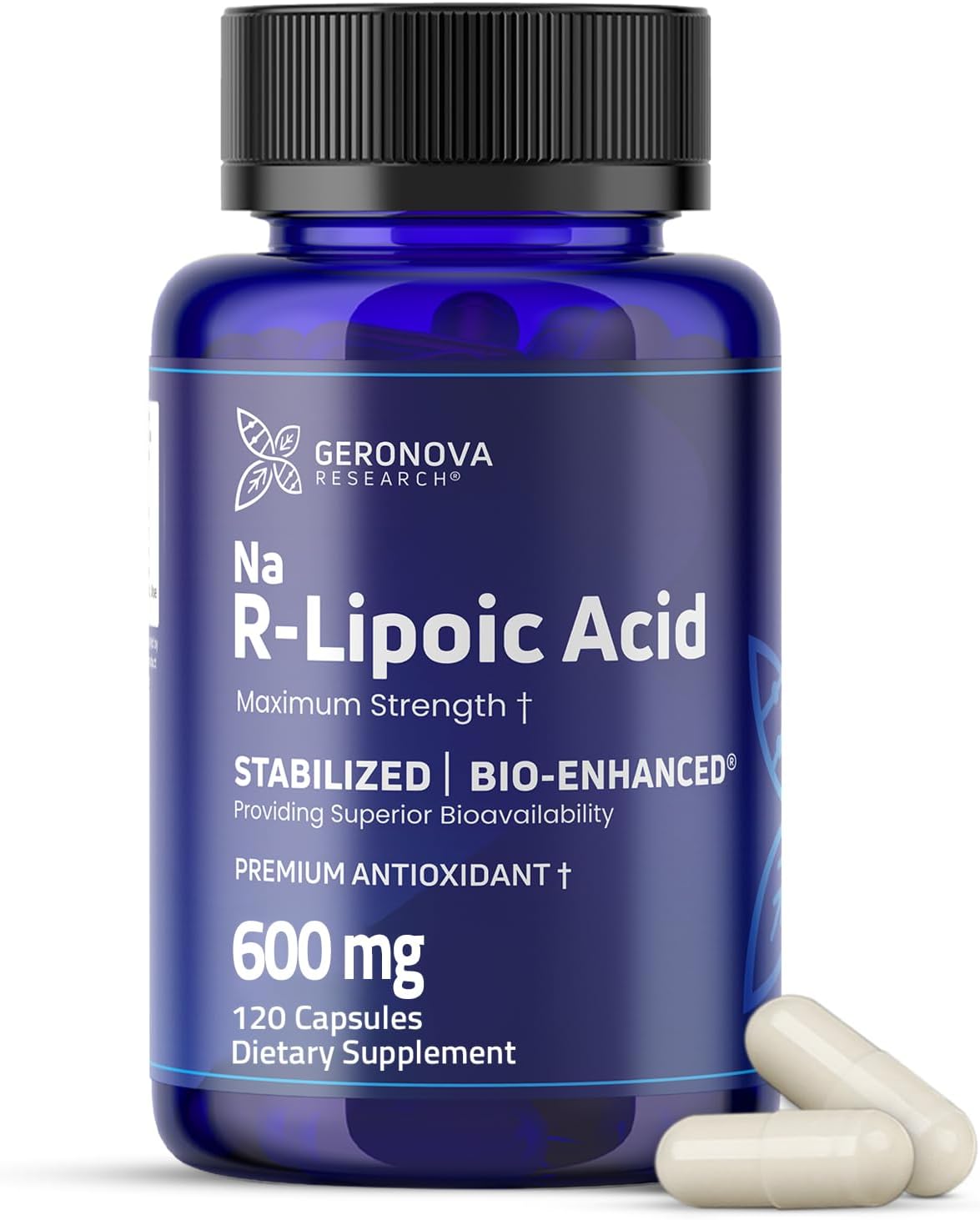 Bio-Enhanced R-Lipoic Acid, 600 mg Capsules - 2 Month Supply - Stabilized R Alpha Lipoic Acid with Enhanced Absorption - R Lipoic Acid Supplement - 120 Count