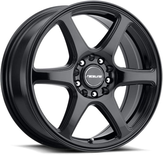 Raceline Wheels 146B MATRIX Wheel Black 17X7.5"5X100\/5X114.3 Bolt Pattern +40mm Offset\/(5.82"B\/S) 6 Spoke Aluminum Passenger Car Wheels, Full Size Replacement Black Car Rims