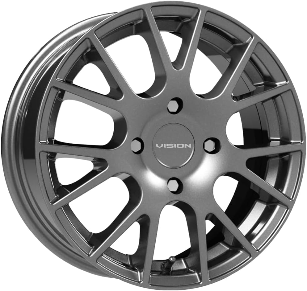 Vision 18 Hellion 15x6.5 4x100 +38mm Gunmetal Wheel Rim 15" Inch