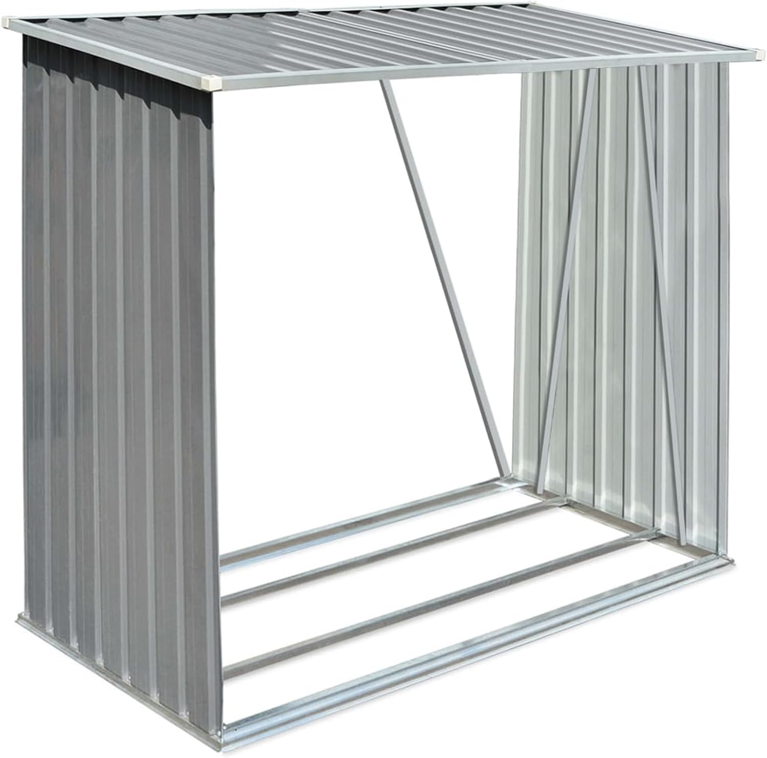 Tidyard Firewood Rack Stand, Heavy Duty 4ft Logs Holder Metal Wood Storage Shed Galvanized Steel 64.2x32.7x60.6 Inches for Outdoor Indoor Fireplace Stacker Organizer