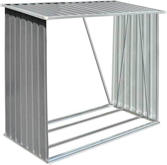 Tidyard Firewood Rack Stand, Heavy Duty 4ft Logs Holder Metal Wood Storage Shed Galvanized Steel 64.2x32.7x60.6 Inches for Outdoor Indoor Fireplace Stacker Organizer