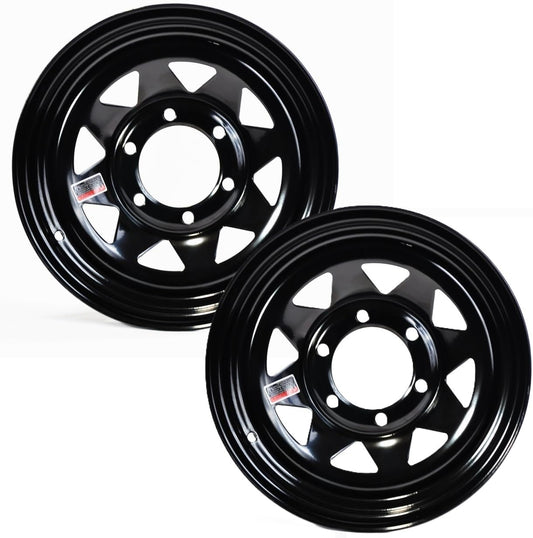 eCustomrim 2-Pack Trailer Rim Wheel 15X6 6 Lug Black Spoke