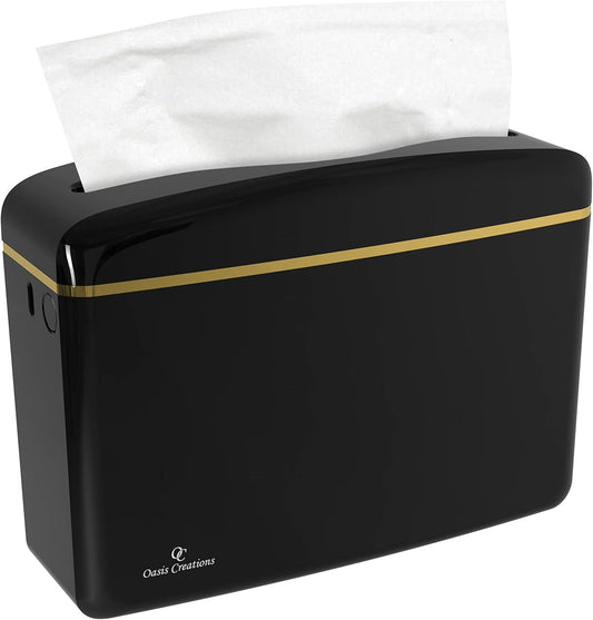 Countertop Multifold Hand Paper Towel Dispenser by Oasis Creations, Single Sheet Dispensing \u2013 Glossy Black