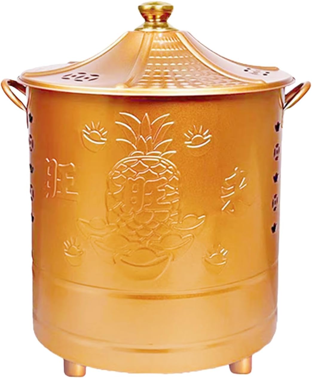 Burn Barrel, Burn Barrels for Outside, Burn Cage, Including Tripod, Fire Hook, for Garden Paper Leaf Trash Wood Backyard Bonfire(Gold,35cm\/13in)