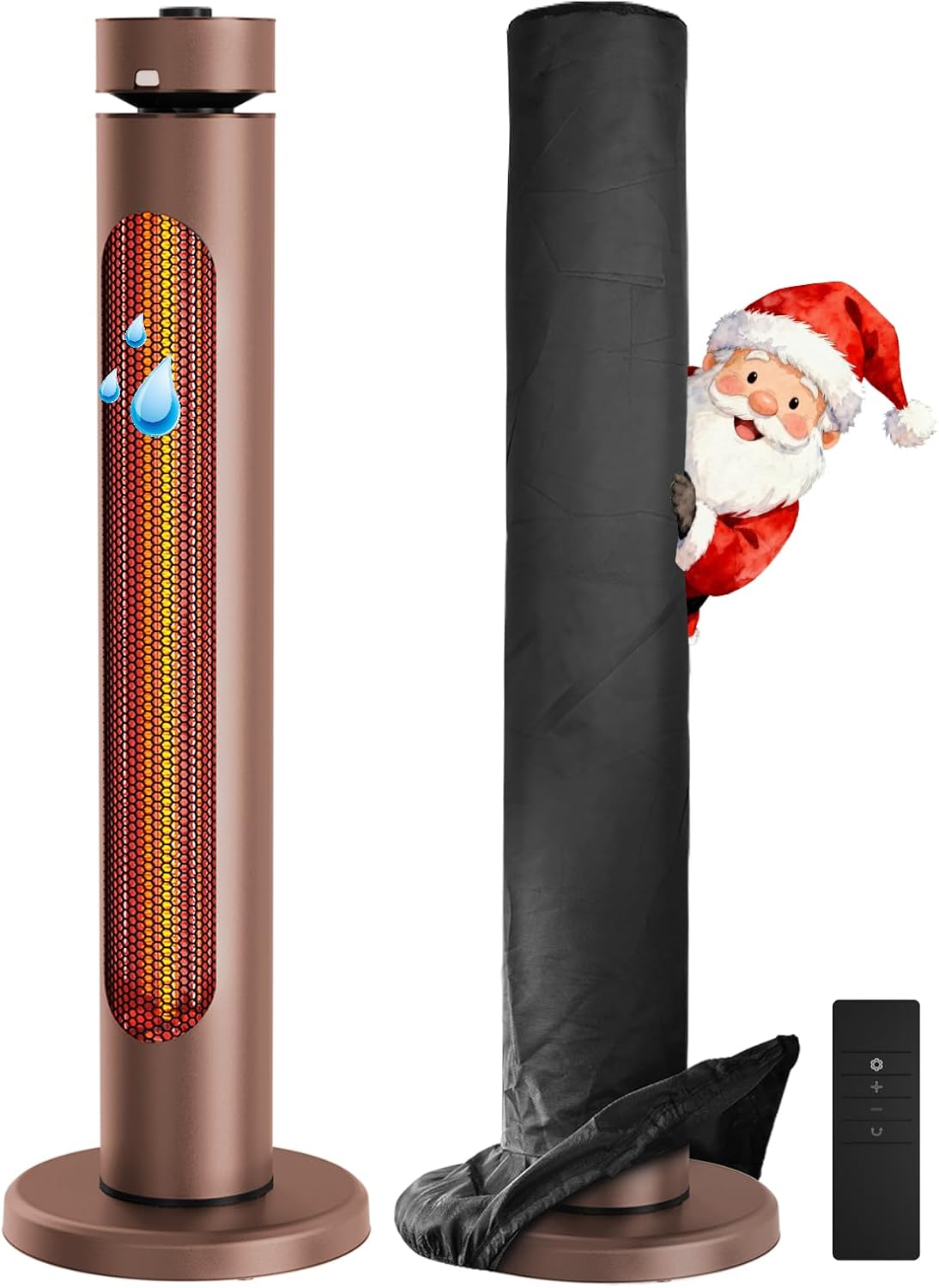 Portable Heater Outdoor Infrared 1500W 8 Heat Levels 8H Timers Carbon Fiber Tube Tip-Over&Overheat Protection IP45 Waterproof Electric Garden Heater, Deep Brown