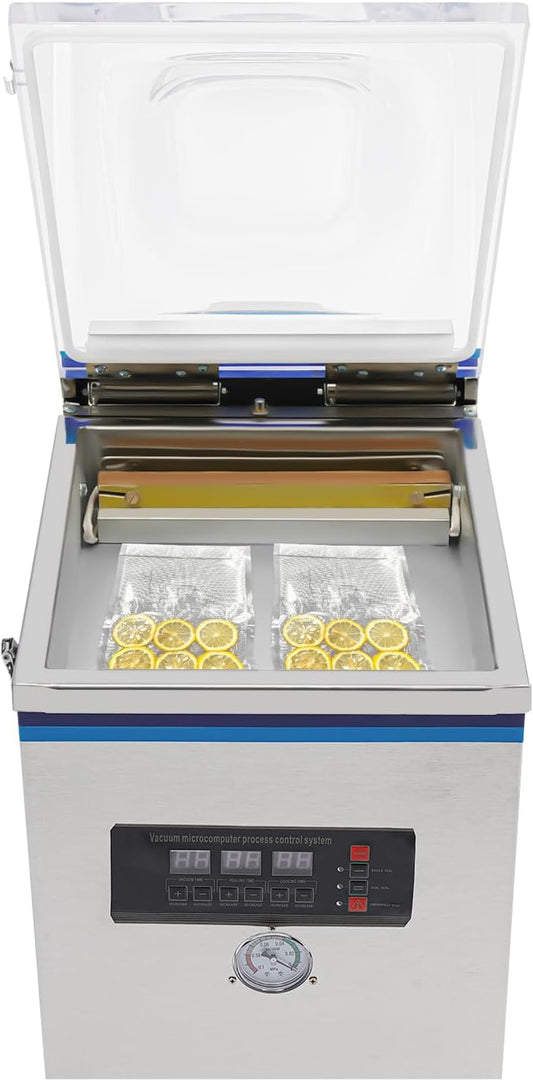 110V Chamber Vacuum Sealer, Stainless Steel Vacuum Packaging Machine, 360W Powerful Sealing System, Automatic Preservation Machine Sealer, Commercial Vacuum Packer for Kitchen Food Meat Saver