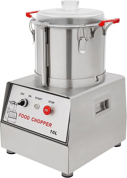 Bokknppo Food Processor Commercial Vegetable Chopper for Mincing Dicing Shredding Stainless Steel Electric Meat Grinders Food Cutter Mixer Machine for Fruits Grains Meat Peanut (10L)