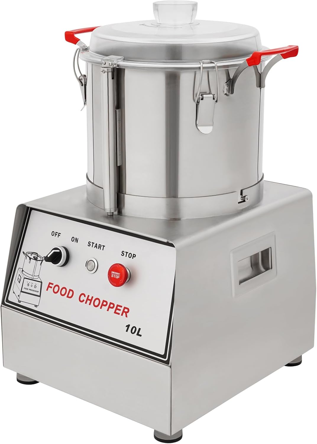 1100W Commercial Food Processor, 10L Capacity Electric Food Cutter, 110V 1400rpm Stainless Steel Vegetable Slicer with Detachable Blades, Food Chopping Machine for Fruits Grains Peanut Ginger