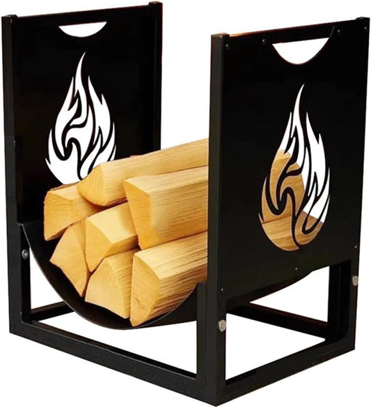 GTPBAO Indoor Outdoor Log Stacker Stand 54×37×50cm, Wrought Iron Firewood Wood Stacker for Indoor Wood Burning Stove