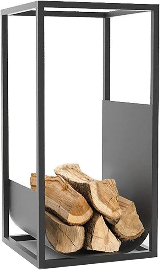 Scpantkend Height 60cm\/ 24inch Floor-Standing Firewood Storage, Firewood Racks Rectangular Frame Logs Storage Stand, for Indoor Living Room Fireplace Wood Stove(Black)