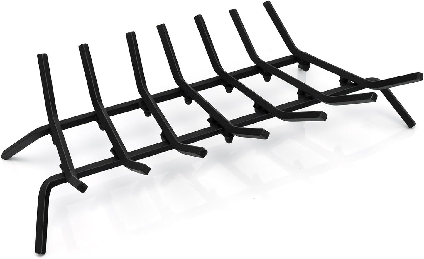 31" Fireplace Grate Heavy-Duty Iron Firewood Burning Rack V-Shaped Log Holder