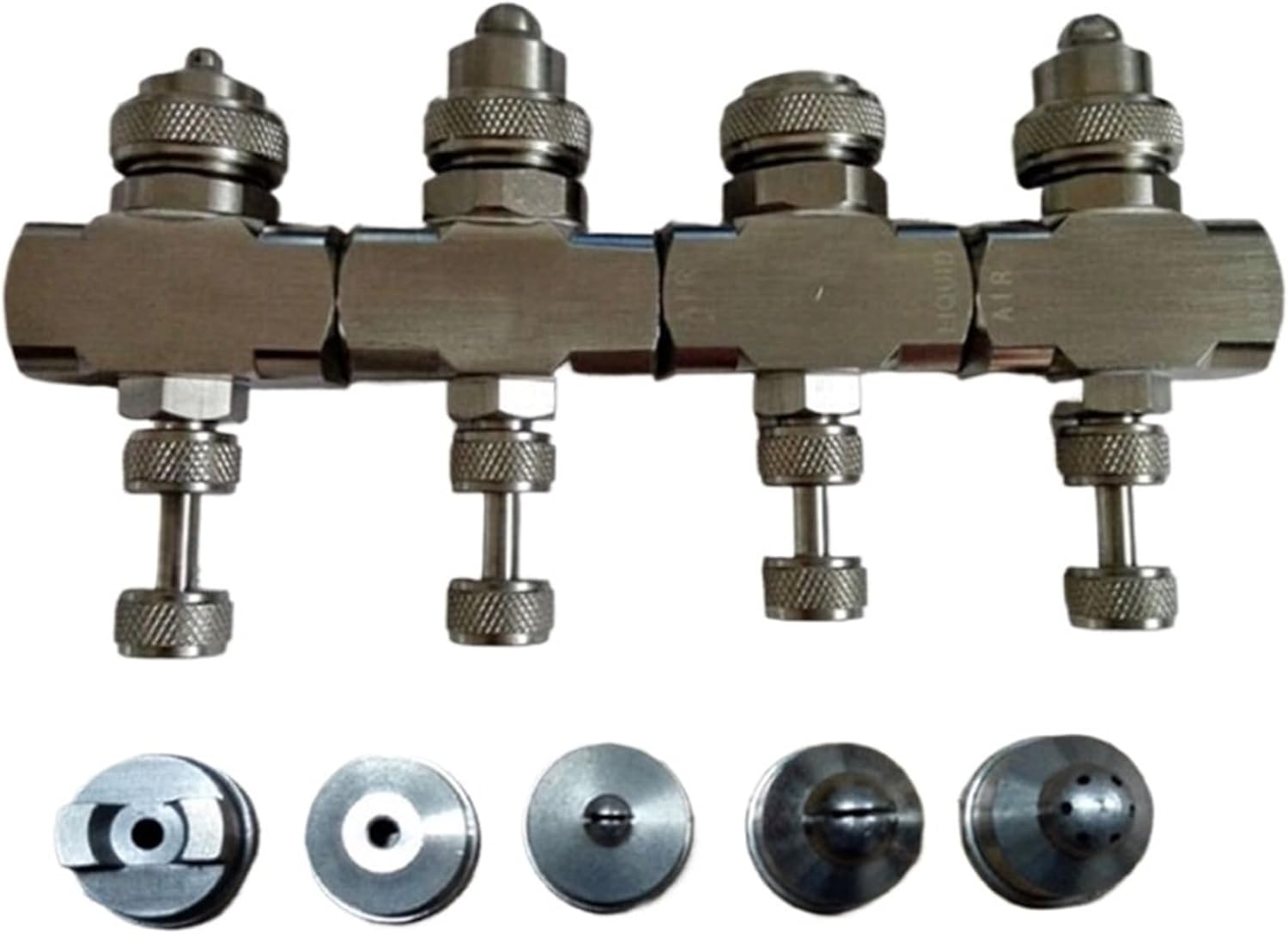 UGRBOQZK Adjustable 1\/4 "Stainless Steel air atomizing Nozzle, Part for misting, Spraying of Two fluids, Gas and Water(Blue-1)