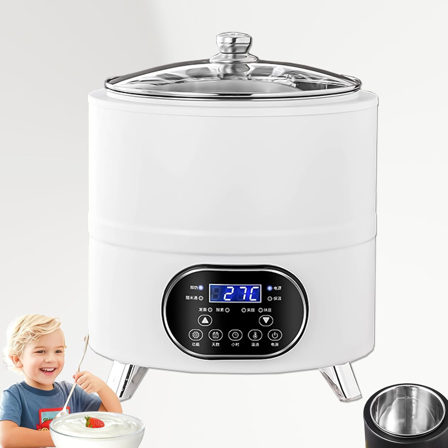 Commercial Yogurt Fermenter - 8L\/12L Capacity with Precise 90℉-200℉ Control | Perfect for Greek Yogurt, Natto, Kefir | Auto-Off & Overheat Protection (12L (3.2 gal) White)