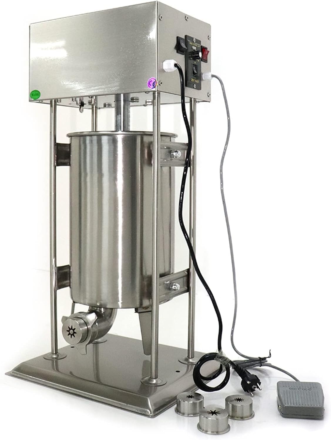 Commercial 15-liter automatic electric vertical doughnut fryer, equipped with 4 molds, suitable for homes, restaurants, and bakeries