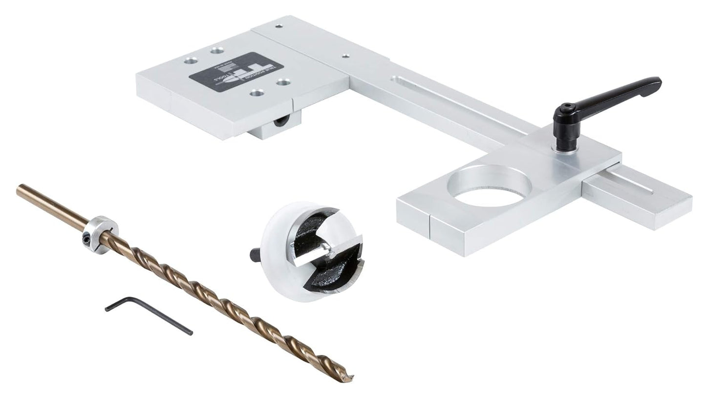 Cabinet Light Jig 2-1\/4\u2033 Forstner Bit Only with Case - for LED Puck and Strips - Made in USA - True Position Tools