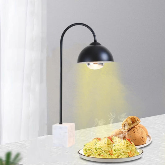 Commercial Food Heat Lamp, Pizza Heating Lamp with 250W Bulb, Food Warmer Lamp, Marble Base & Semi-Open Lampshade, for Outdoor Buffet Restaurant Party