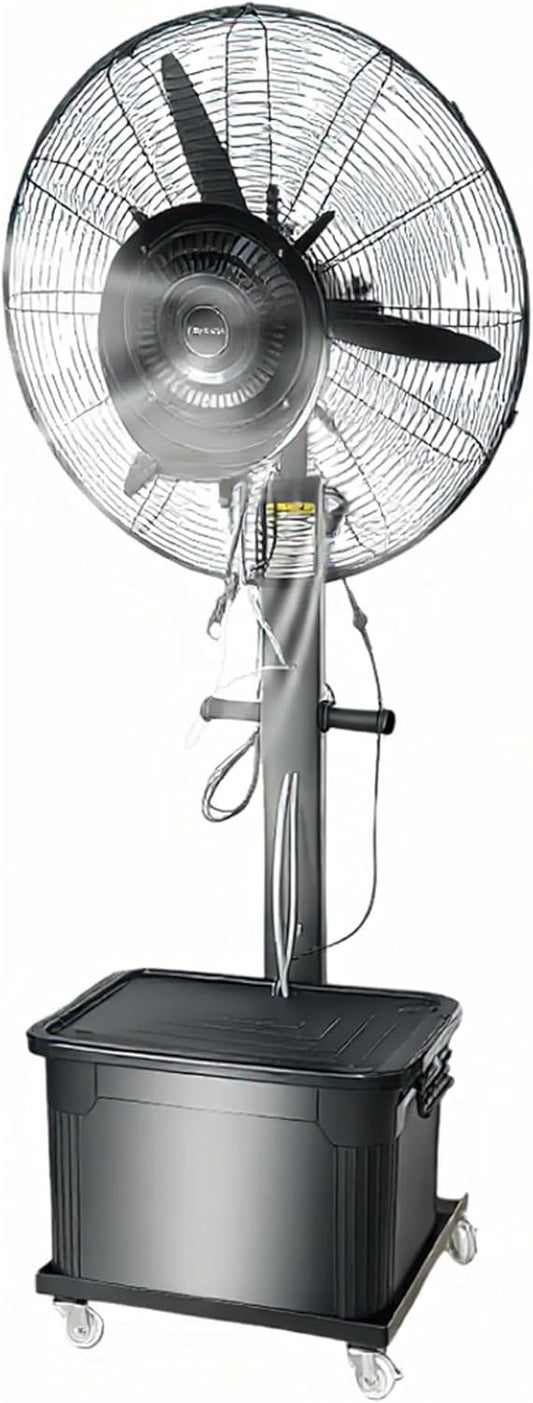 Eagleize 90° Oscillating Misting Fan with 11 Gallon Tank Outdoor Fan Industrial Fans 26\/30 Inch Black Pedestal Fans for Patios Outdoor Cooling 　Misters(380W\/30in)
