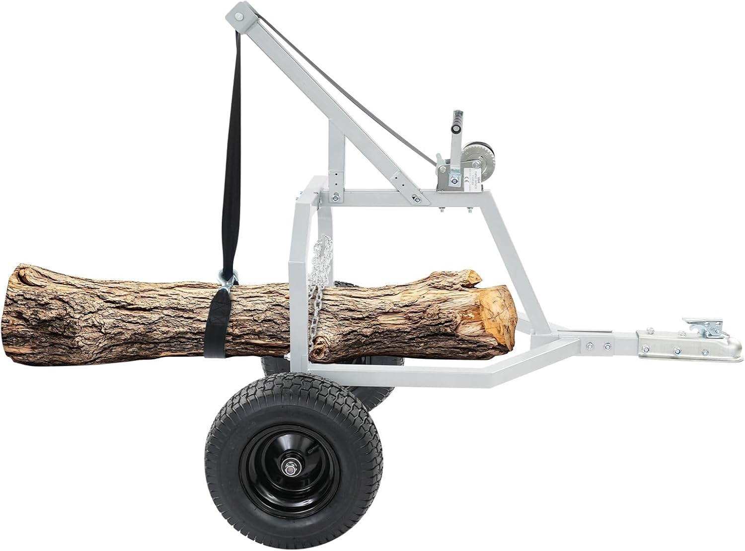 Log Trailer, Heavy Log Trailer with Wheels & Sturdy Structure Chain, 1500lbs Load Capacity, Utility Log Trailers for Farm, Commercial Transporting Logs, Timber, Wood (Silver, Black)