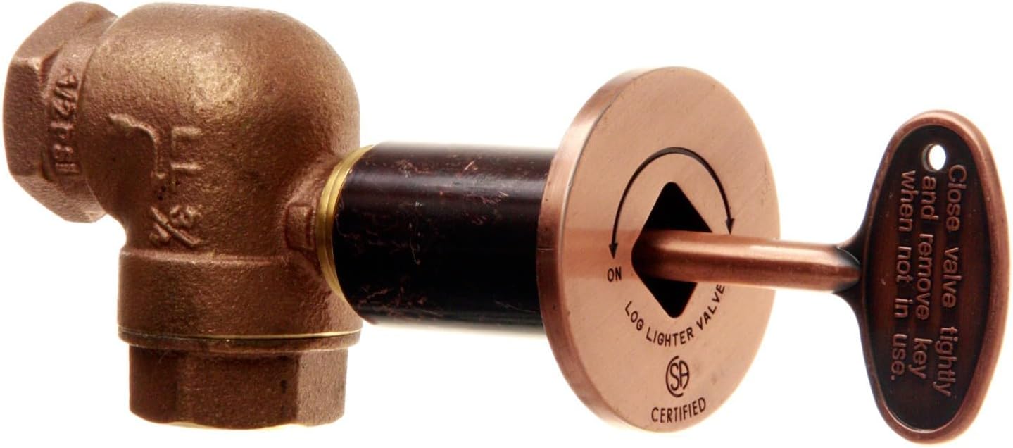 HPC Fire 3/4-Inch Angled Gas Fire Pit Shut Off Valve Kit (MAAC-HC), Antique Copper Flange and Key