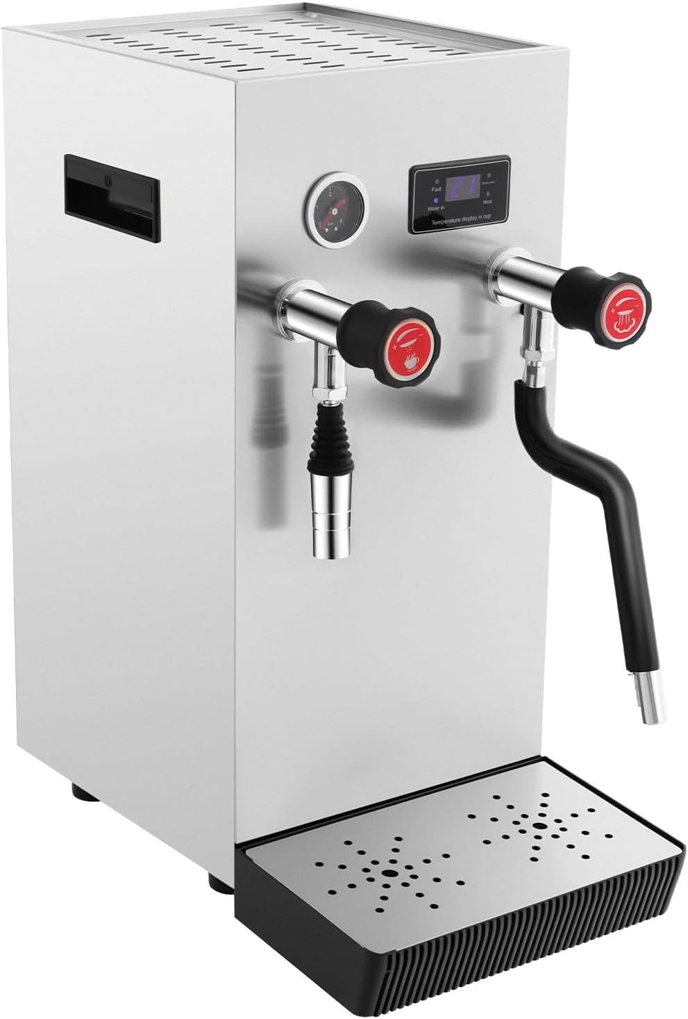 Commercial Milk Frother, 110V Milk Foam Machine, 8L Full-Automatic Steam Boiling Water Frothing Machine with LCD Display, 2500W Electric Milk Foam Maker for Tea Coffee Shop