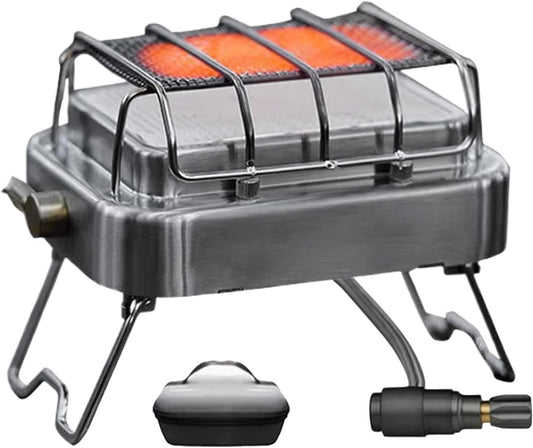 Camping Heater,2-in-1 Stainless Steel Cooking Stove | Camping Tent Heater | for Outdoor Hiking Patio Garage Fishing Wildlife Watching 1-2 People