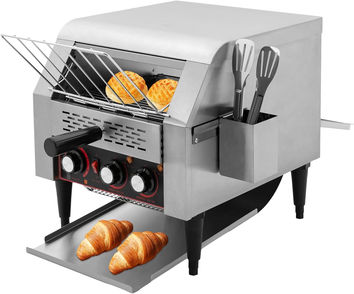 Commercial Toaster, 300 Slices/Hour Conveyor Restaurant Toaster for Bun Bagel Bread Heavy Duty Stainless Steel Conveyor Toaster with 7 Speeds & Dual Output Modes 1900W, 110V/60Hz